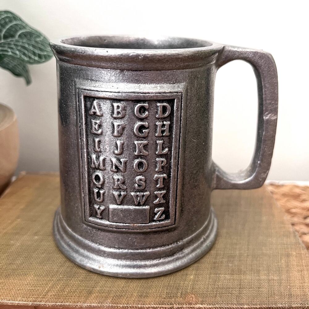 Vintage Wilton Armetale Pewter Alphabet Mug Cup Hollowware Americana Child
